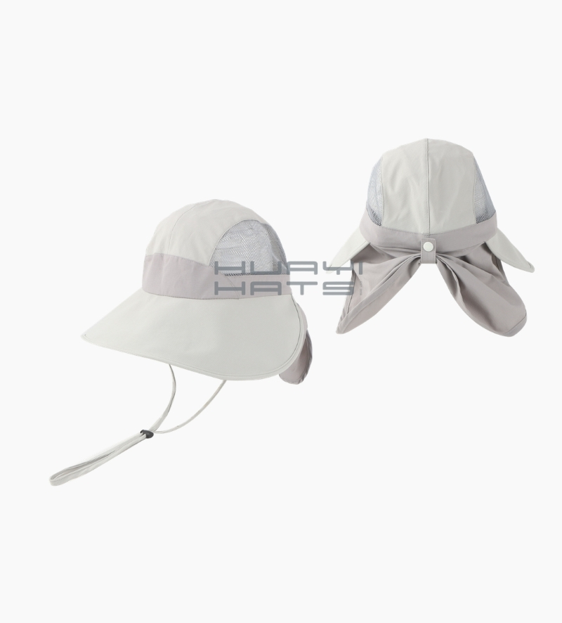 Custom Sun Visor Cap with Neck Flap and Breathable Mesh Panels